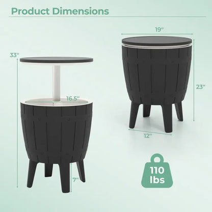 3-in-1 Outdoor Bar & Cooler Table – Adjustable-Height Ice Chest with Rattan-Style Finish, Drainage Plug & 4/8/10-Gallon Capacity, Perfect for Pool Parties, Patios & Backyard Entertaining