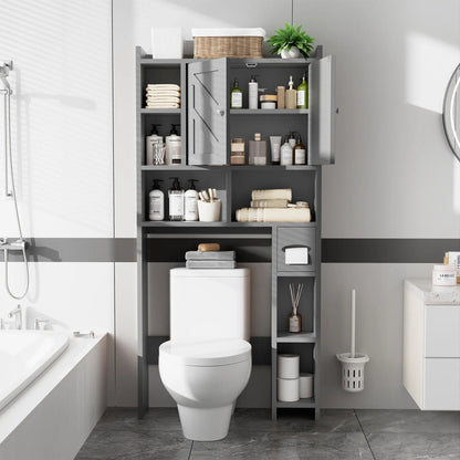 Over-the-Toilet Storage Cabinet – Farmhouse Bathroom Organizer with 2 Barn Doors & Built-In Toilet Paper Holder, Space-Saving Toilet Storage Rack for Bathroom & Laundry Room