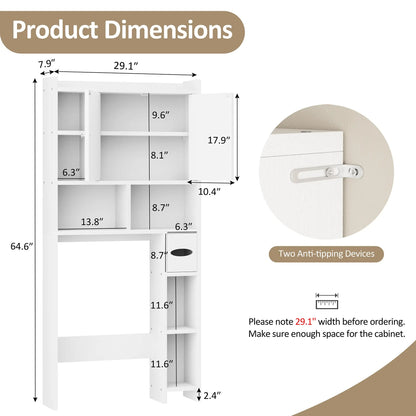 Over-the-Toilet Storage Cabinet – Farmhouse Bathroom Organizer with 2 Barn Doors & Built-In Toilet Paper Holder, Space-Saving Toilet Storage Rack for Bathroom & Laundry Room