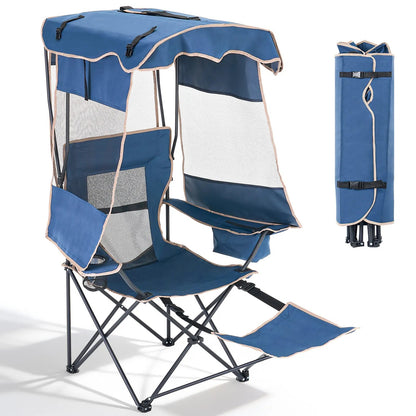 Oversized Folding Camping Loveseat with Shade Canopy – Padded Outdoor Double Chair for Camping, Picnics & Backyard Relaxing