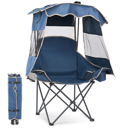 Oversized Folding Camping Loveseat with Shade Canopy – Padded Outdoor Double Chair for Camping, Picnics & Backyard Relaxing