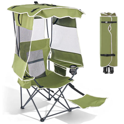 Oversized Folding Camping Loveseat with Shade Canopy – Padded Outdoor Double Chair for Camping, Picnics & Backyard Relaxing