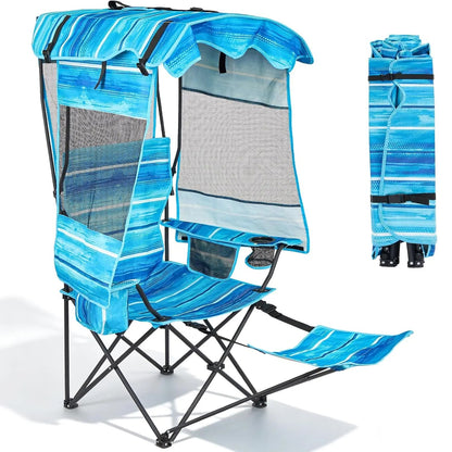 Oversized Folding Camping Loveseat with Shade Canopy – Padded Outdoor Double Chair for Camping, Picnics & Backyard Relaxing