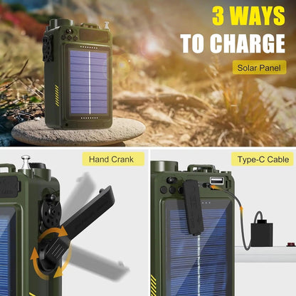 4000mAh NOAA Weather Emergency Radio, AM/FM/WB/SW, Bluetooth, Flashlight, SOS & Solar Power for Hurricane Preparedness & Outdoor Survival Springtok Audio Portable winter storm