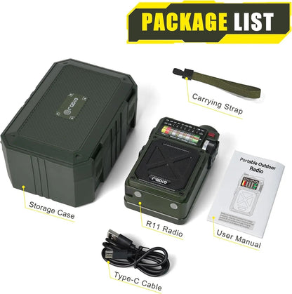 4000mAh NOAA Weather Emergency Radio, AM/FM/WB/SW, Bluetooth, Flashlight, SOS & Solar Power for Hurricane Preparedness & Outdoor Survival Springtok Audio Portable winter storm