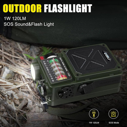 4000mAh NOAA Weather Emergency Radio, AM/FM/WB/SW, Bluetooth, Flashlight, SOS & Solar Power for Hurricane Preparedness & Outdoor Survival Springtok Audio Portable winter storm