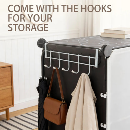 6/8-Tier Shoe Storage Organizer – Holds 24/32 Pairs, Sturdy Metal Frame with Side Hooks & Panel Shelves, Space-Saving Shoe Rack for Closets, Dorm Rooms, Apartments & Entryways