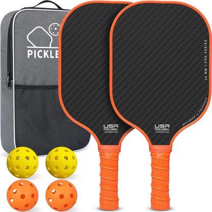 Pickleball Paddles Set, USA Pickleball/USAPA Approved Lightweight Pickleball Rackets with 4 Balls & 1 Bag, Designed in California for Premium Control - Perfect for Family & Sports