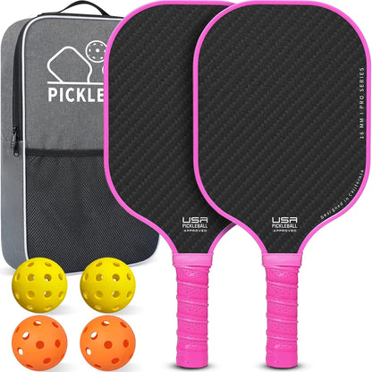 Pickleball Paddles Set, USA Pickleball/USAPA Approved Lightweight Pickleball Rackets with 4 Balls & 1 Bag, Designed in California for Premium Control - Perfect for Family & Sports