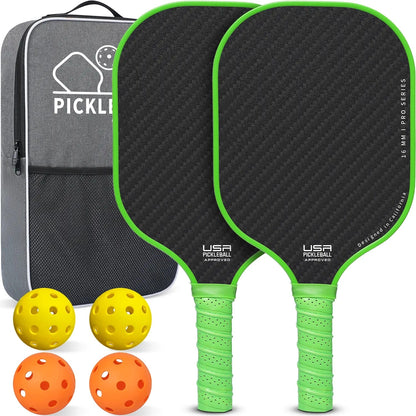 Pickleball Paddles Set, USA Pickleball/USAPA Approved Lightweight Pickleball Rackets with 4 Balls & 1 Bag, Designed in California for Premium Control - Perfect for Family & Sports