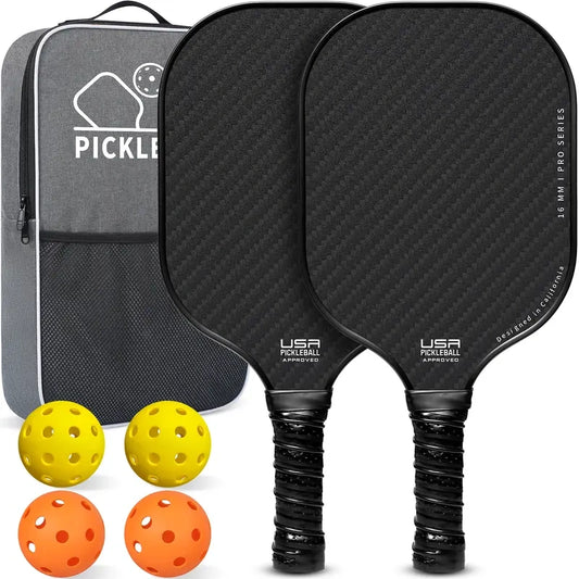 Pickleball Paddles Set, USA Pickleball/USAPA Approved Lightweight Pickleball Rackets with 4 Balls & 1 Bag, Designed in California for Premium Control - Perfect for Family & Sports
