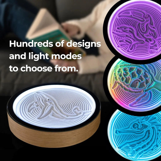 Kinetic Sand Art, Real Bamboo, Zen Stress Relief, iOS and Android Compatible, with Smart LED Lighting