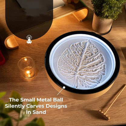 Kinetic Sand Art, Real Bamboo, Zen Stress Relief, iOS and Android Compatible, with Smart LED Lighting