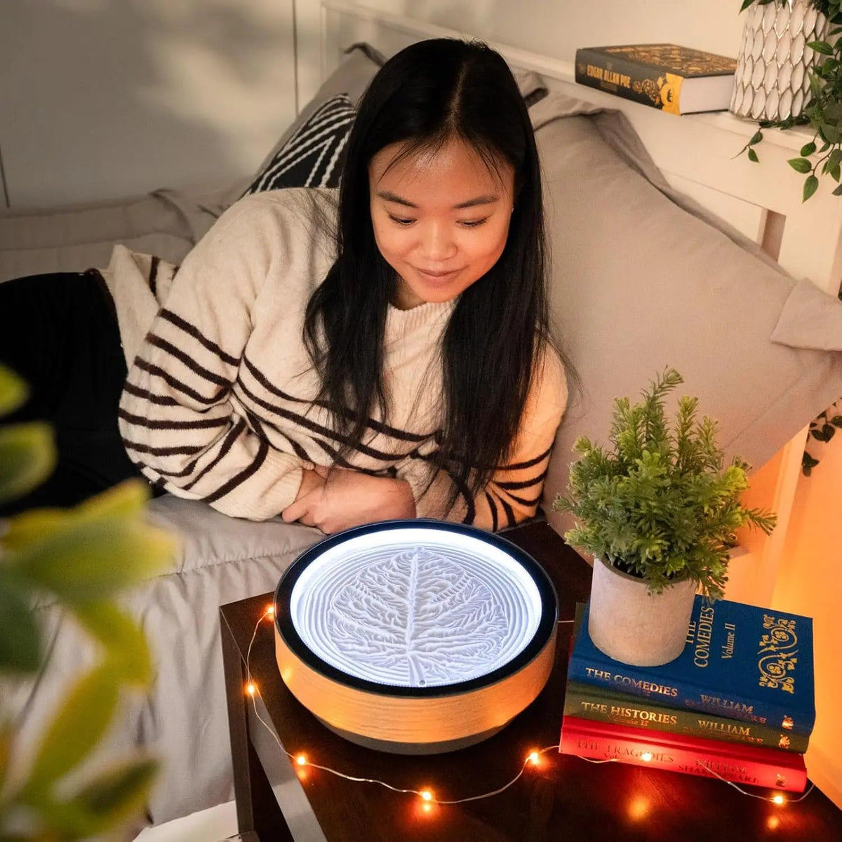 Kinetic Sand Art, Real Bamboo, Zen Stress Relief, iOS and Android Compatible, with Smart LED Lighting
